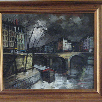 Oil painting of Pont Marie in Paris