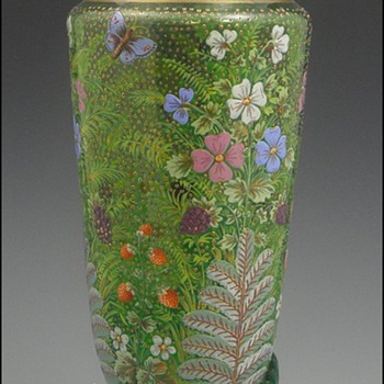 Moser and Harrach Art Nouveau Victorian Vases - Art Glass