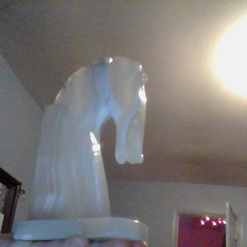 stone carved horse head?