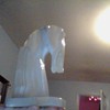 stone carved horse head?