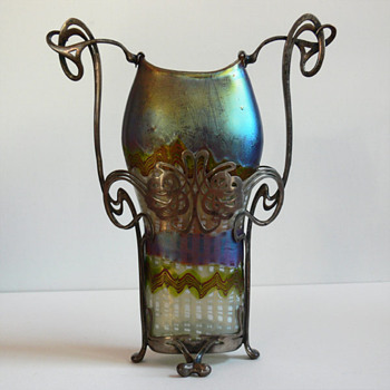 Löetz Phänomen, Tiffany-Art decoration in blue-moss green. 1900.  - Art Glass