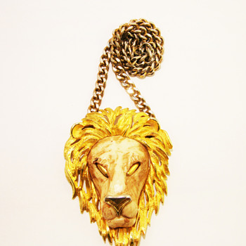 Vintage Razza Large Leo Lion Head Necklace