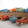 Mixed era Barclay and Japanese Mini-cars. Tinplate and lead. 