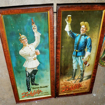 Schlitz signs from an abandoned bar that closed with Prohibition - Breweriana