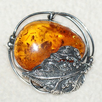 Amber Pin and Bangle - Fine Jewelry