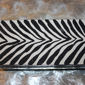 Mid Century Zebra Striped Cigarette Box - Tobacciana