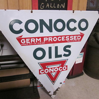 Conoco Double Sided Porcelain Sign