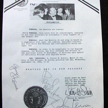 Beatles Proclamation...1964 - Music