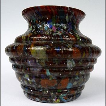 Unusual Spatter Glass Vase - Art Glass
