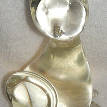 CAT with fish.... - Art Glass