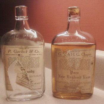 Pre-Prohibition Rum and empty Brandy bottle -Dougherty Distillery 