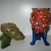 Three Kralik Shell / Cornucopia vases three totally different decors