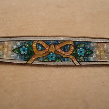 Guilloche Enamel Silver Bar Pin - Fine Jewelry