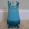 Blue Glass Vase~Owls at Feet