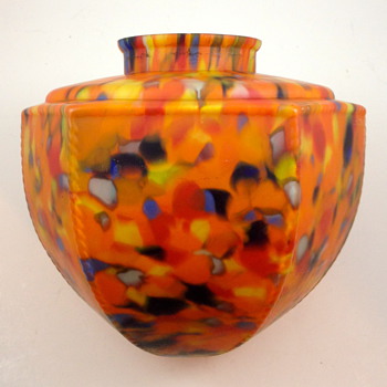Czech glass lamp shade with paper label, ca. 1930s - Art Glass