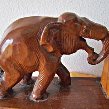 Hand Carved Asian Elephant Bookends - Animals