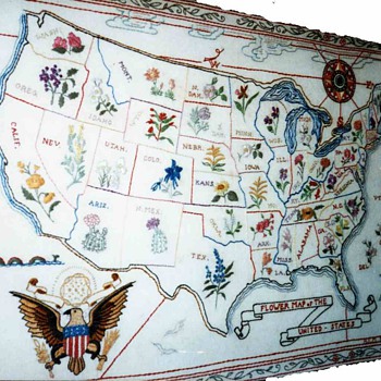 Map of the United States embroideries,1940 - Rugs and Textiles