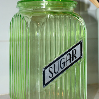 Vaseline Green Sugar Canister - Glassware