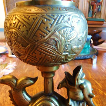 cast brass incense burner,  From?? Tibet?? 