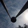 Up shot of the vintage 1950s playground climbing pole