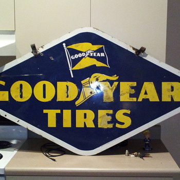 double sided good year procelin sign