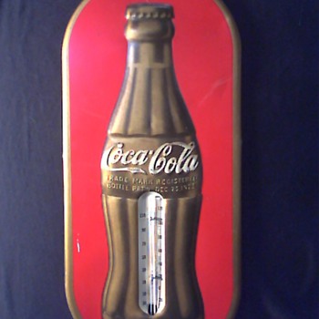 1937 Gold Bottle Coke Thermometer - Coca-Cola