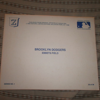 Ebbet's Field/Brooklyn Dodgers Litho Autographed by 6 Dodgers