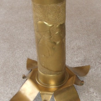WW1 Trench Art vase with soldier and wife - Military and Wartime