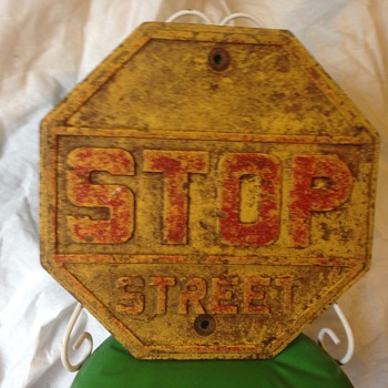 Cast iron 18" stop street sign