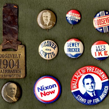 Political Campaign Buttons 1904-1972 - Medals Pins and Badges