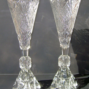 Pair of Antique Crystal Vases - Glassware