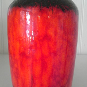 Fire red~ Scheurich-West German pottery vase - Art Pottery
