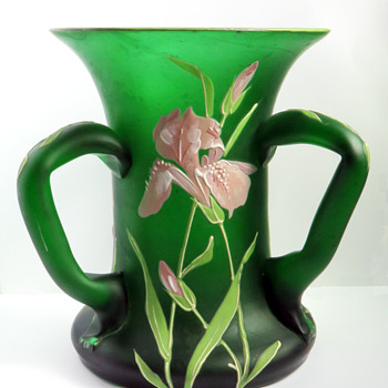 Goldberg Three-handled Iris Vase - Art Glass