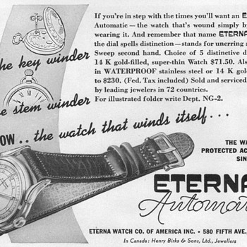1948 - Eterna Wristwatch Advertisement