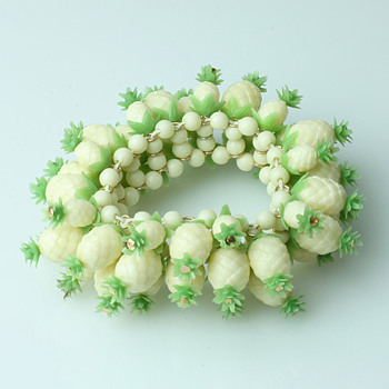 Celluloid pinapple and flower bracelets