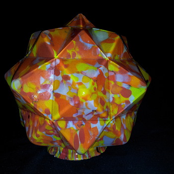 Czech Art Deco Spatter Glass Star Shade Globe 