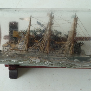 SHIP IN A BOTTLE-antique - Bottles