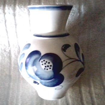 Russian "Gzhel " Faience /Hand Painted Blue on White Vase / Circa 1950's 1960's  - Art Pottery