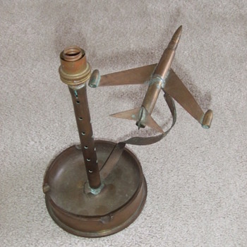 Trench Art plane on stand Korea/ VN era - Military and Wartime