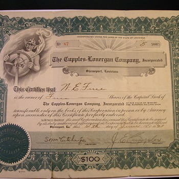 Stock Certificate Purchased in 1921 - US Paper Money