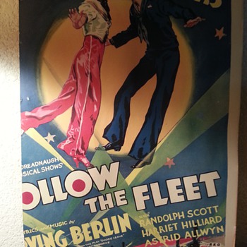 Original 1936 (cut to fit art print) Movie Window Card "Follow the Fleet" - Movies