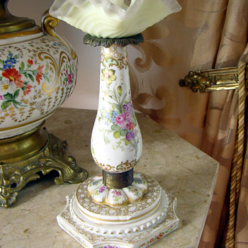 Antique German Meissen Candlestick Hand Embellished 1880's
