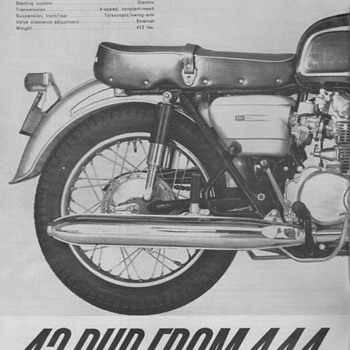 1965 - Honda CB450 Motorcycle Advertisement