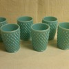 Set of 6 Small Fenton Turquoise Hobnail Juice Tumblers: HTF