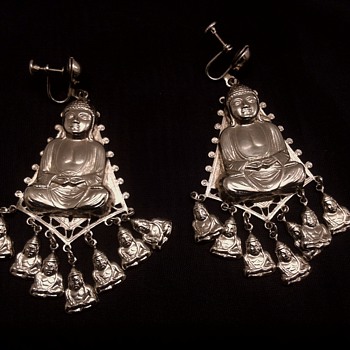 Vintage Buddha Earrings - Costume Jewelry