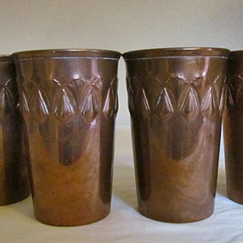  WMF (Würtemburgische Machin Fabrik ) Antique Copper Tumblers - Art Deco