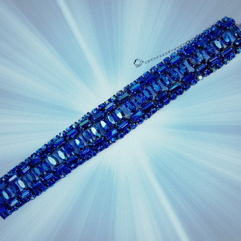 Sherman Jewellery, Sherman Bracelet, Cobalt Blue Enhanced by Aurora Borealis Stones - Art Deco