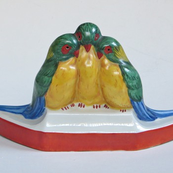 3 Parakeet Lamp, Signed, 20's~30's vintage?~Great Shape & Color, Recognize the Signature? - Lamps