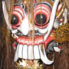 Rangda, The Widow, The Queen of Evil.  Antique Bali Carved Mask and Costume used in ritual ceremonies.