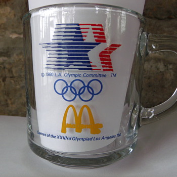 McDonald's 1984 Olympics Clear Glass Coffee Mug 